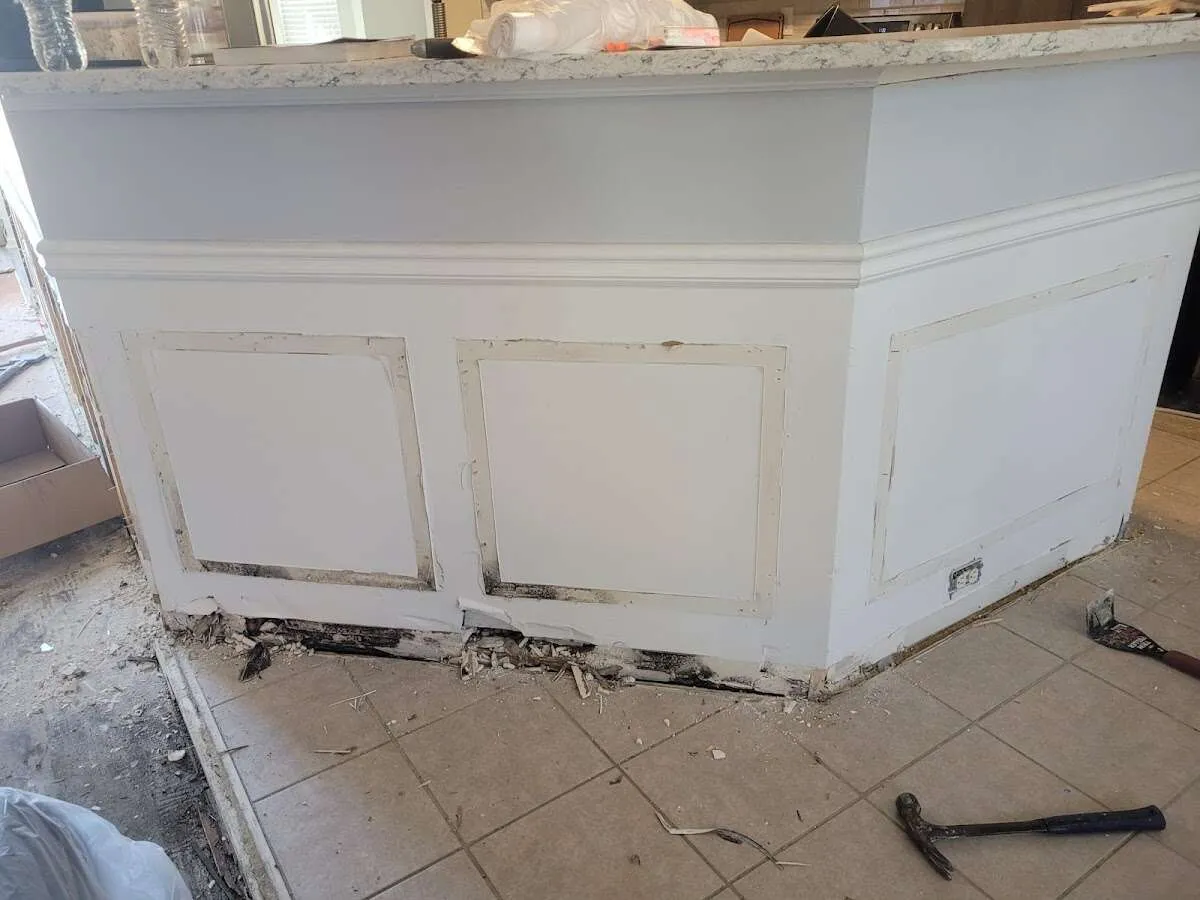 Water damage and mold on kitchen during Storm Damage Restoration in Spring Hill
